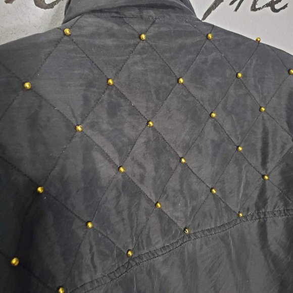 Vintage Fuda International Black Silk with Golden Studs Bomber Jacket - Picture 4 of 8